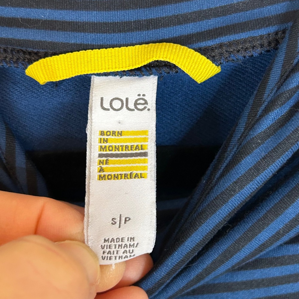 Lole Women's Striped Cowl Neck Thumb Hole Pullover Hoodie Athleisure Top - Picture 6 of 14